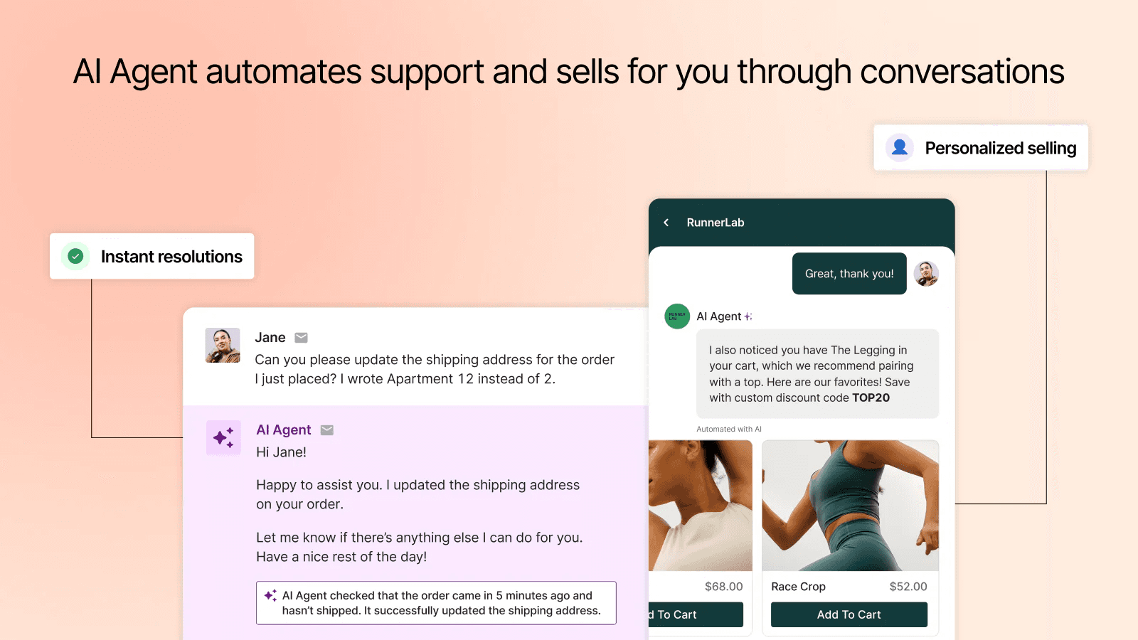Screenshot of Gorgias interface