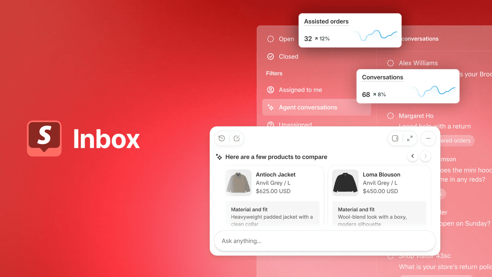 Screenshot of Shopify Inbox interface